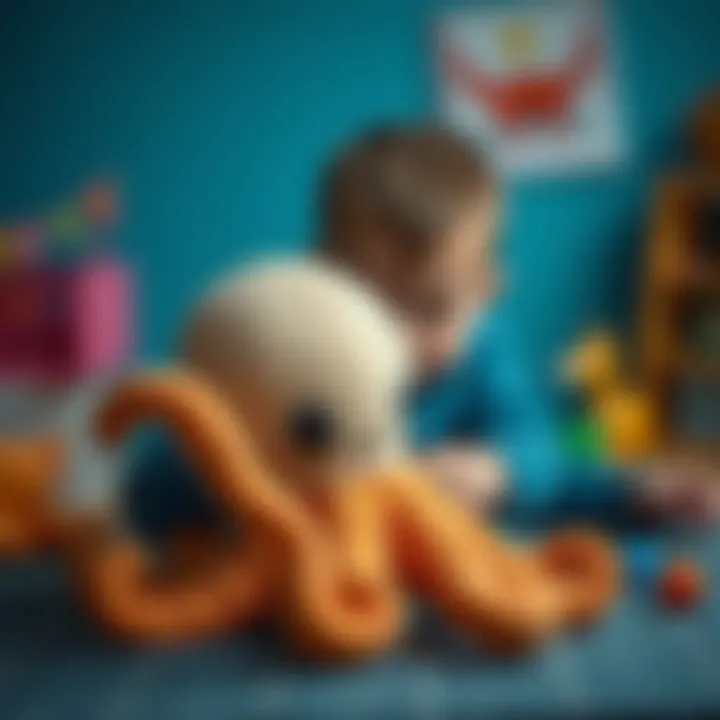 Creative Activities Inspired by Plush Octopus Child engaging in creative activities with a plush octopus