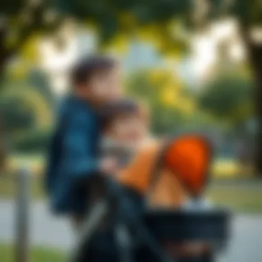 Child Enjoying a Park Stroll A five-year-old enjoying a stroll in a park with a well-designed stroller.