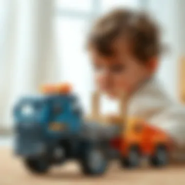 Child engaged in imaginative play with transporter