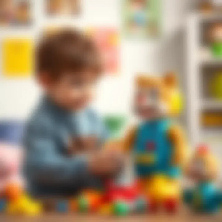 Child interacting with educational talking toy