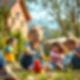 Children engaging in playful activities outdoors