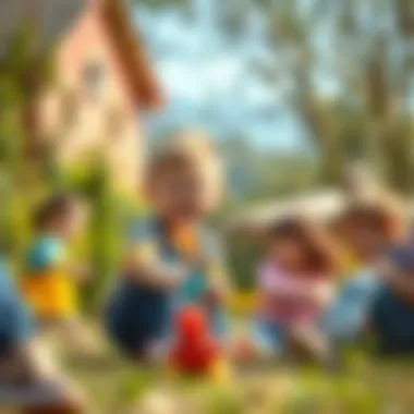 Joyful Outdoor Playtime Children engaging in playful activities outdoors