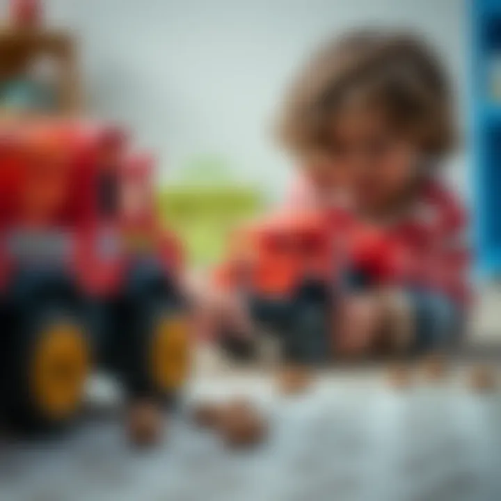 Child playing with a toy truck