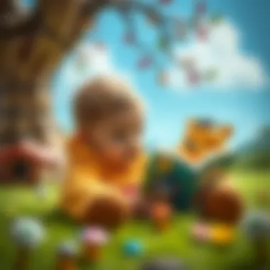 A child reading a story featuring Winnie the Pooh and Eeyore