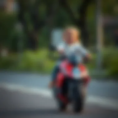 Child enjoying ride on BMW red electric motorcycle