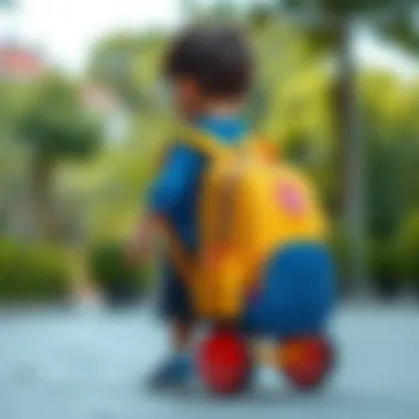 Child Using a Wheeled School Bag Child using a wheeled school bag