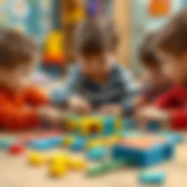 Group of children collaborating on a puzzle