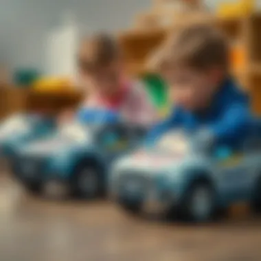 Children engaging in collaborative play with toy police cars