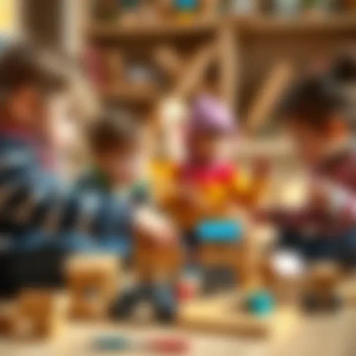 Developing Motor Skills with Wooden Sets Children developing motor skills with wooden sets