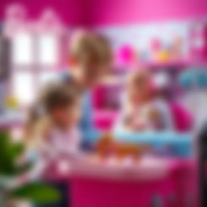 Children engaging with Barbie vet playset