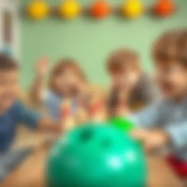 Joyful Bowling Experience for Children Children enjoying a game of wooden bowling