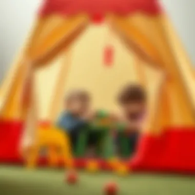Children enjoying social interaction in a play tent