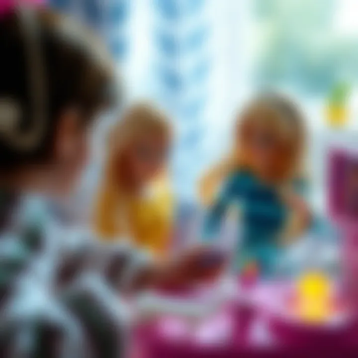 Children playing with Barbie dolls, engaging in imaginative scenarios