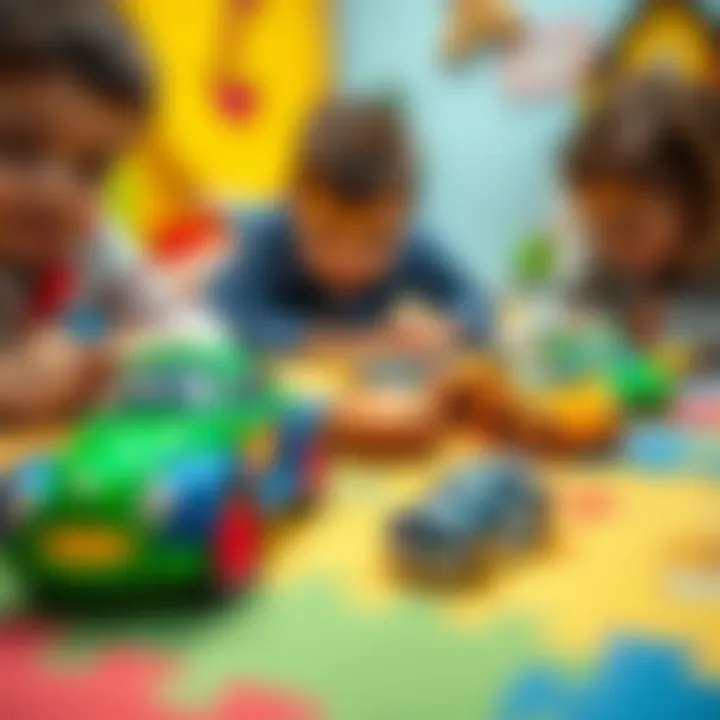 Imaginative Play with Toy Cars Children engaging in imaginative play with toy cars on a vibrant play mat.