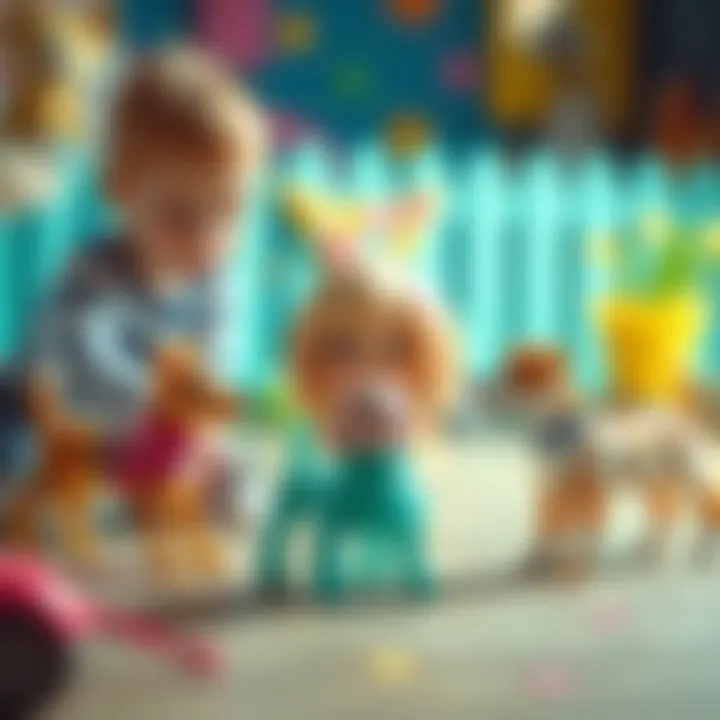 Imagination and Play with Barbie Dogs Children playing creatively with Barbie dogs in a vibrant setting