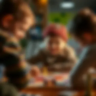 A group of children engaged in a board game