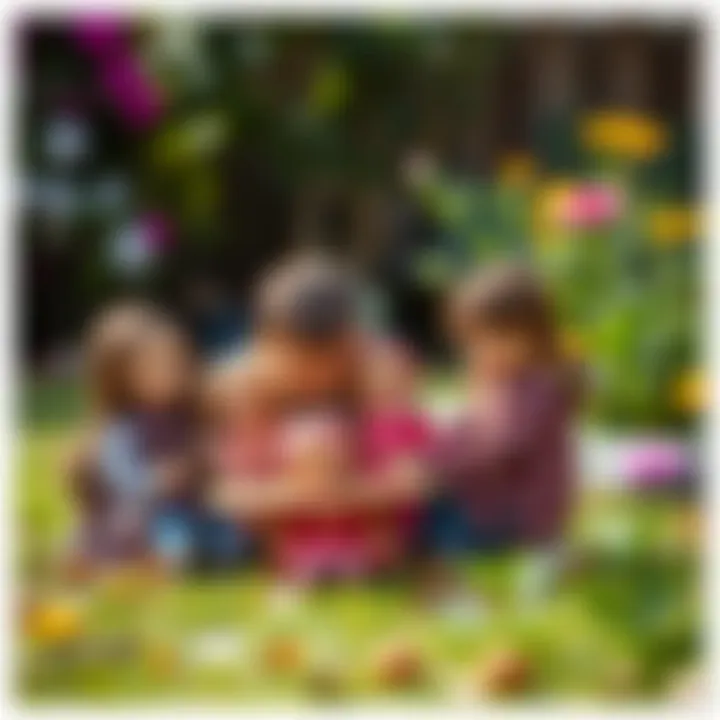 Playtime with Maşa Dolls Children playing with Maşa dolls in a garden