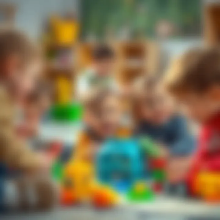 Joyful Play with Eco-Friendly Toys Children playing joyfully with eco-friendly toys.