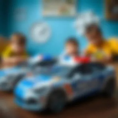 Children playing with Hot Wheels police cars
