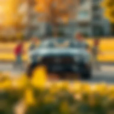 A group of children playing together, with a Mercedes AMG electric car as the centerpiece of their fun