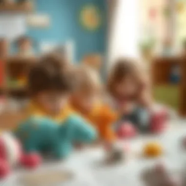 Children engaging with soft stress toys in a playful environment.