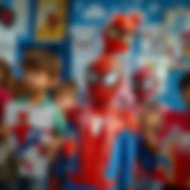 Celebrating Artistic Expression Children showcasing their Spider-Man artwork