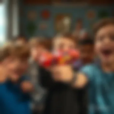 Sharing Fun and Learning Group of children excitedly showing off their Lightning McQueen watches