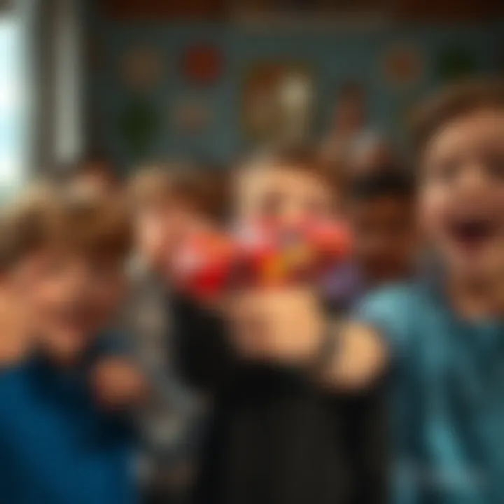 Sharing Fun and Learning Group of children excitedly showing off their Lightning McQueen watches