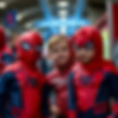 Children Embracing the Spider-Man Experience Children enjoying in Spider-Man costumes