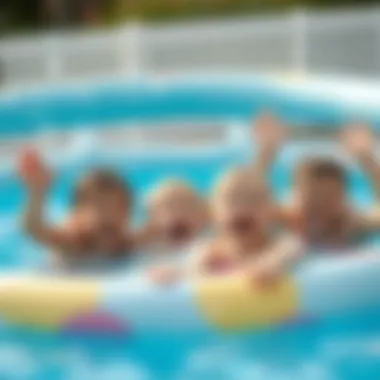 Joyful Splashing in Inflatable Pool Children enjoying a splash in a safe inflatable pool