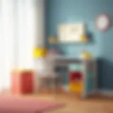 A stylish children's study desk with colorful storage solutions