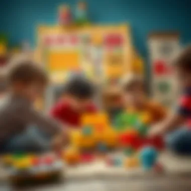 Children engaged in imaginative play with various educational toys