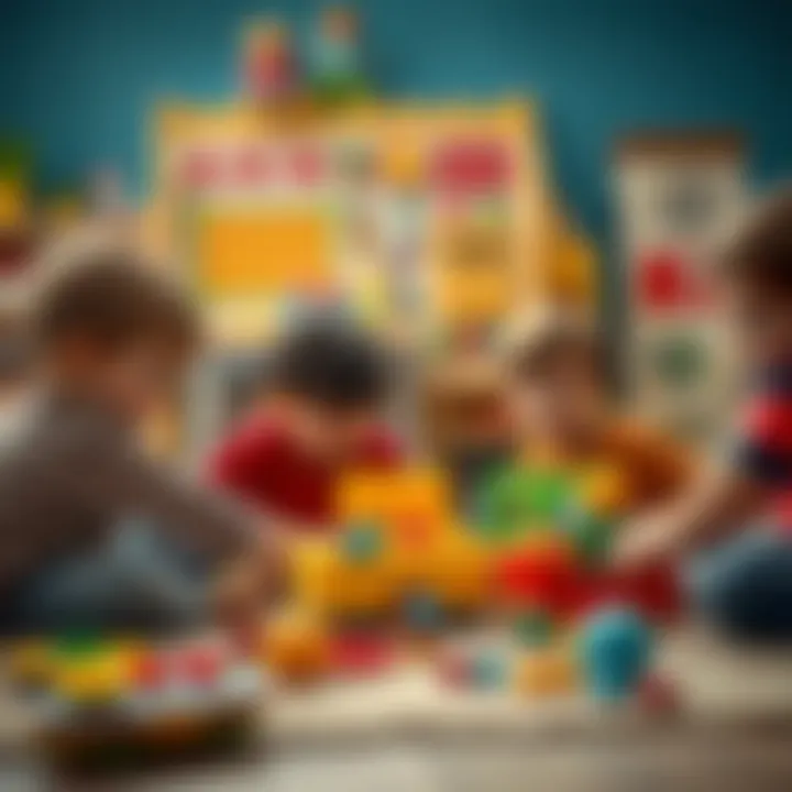 Children engaged in imaginative play with various educational toys