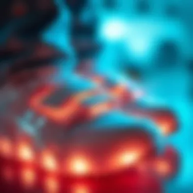 Close-up of the unique lighting feature in children's shoes.