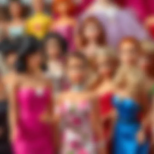 Diverse Themes in Vintage Barbie Collection Collection of vintage Barbie dolls showcasing diverse themes
