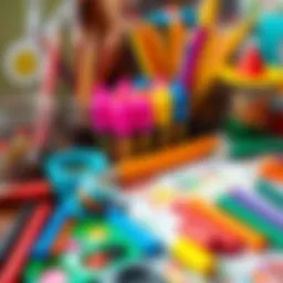 Colorful art supplies for preschool education