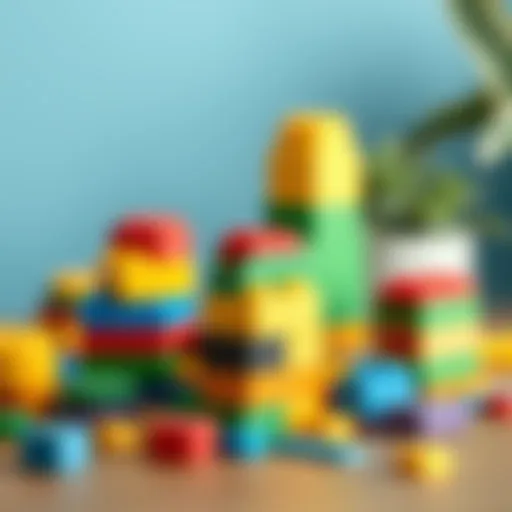 Creative Play with Building Blocks Colorful building blocks arranged creatively