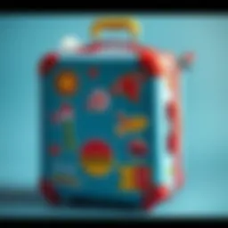 Colorful children's suitcase with travel stickers