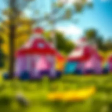 Vibrant Children's Tents in Nature Colorful children's tents in a sunny park setting