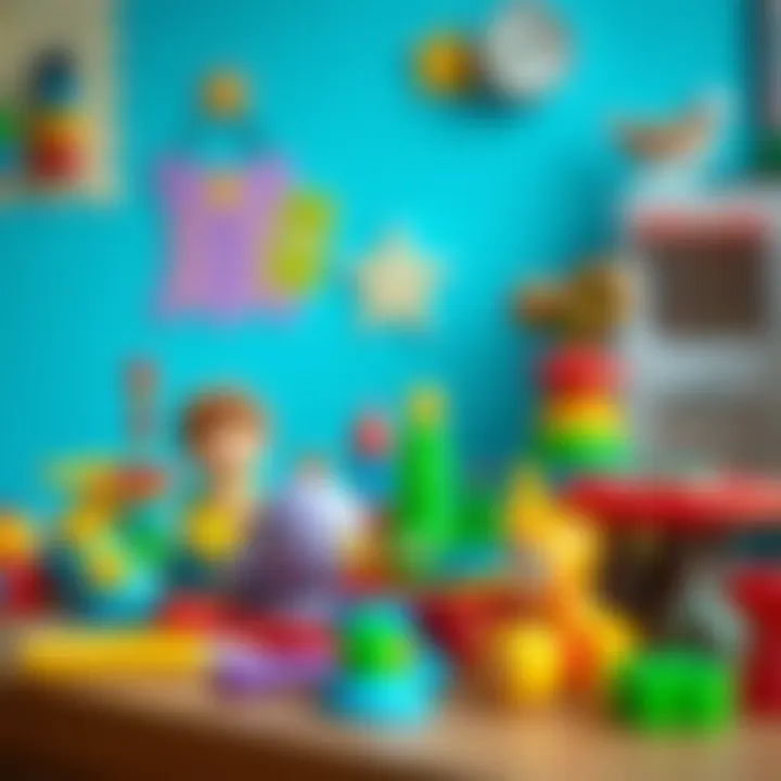 Variety of Educational Toys for Young Children Colorful educational toys for toddlers arranged on a table