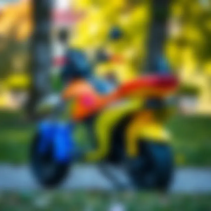 Vibrant Electric Motorcycle for Kids Colorful electric motorcycle for children in a park setting