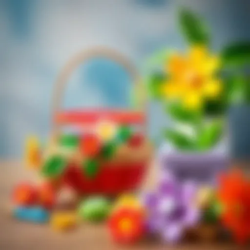 Colorful flower basket toy set promoting creativity