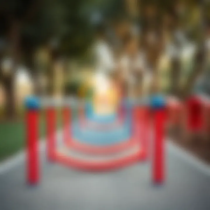 Colorful obstacle course equipment in a park