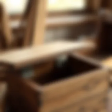 The Craftsmanship of Wood: An Intimate Look Close-up of a beautifully crafted wooden box with an open lid