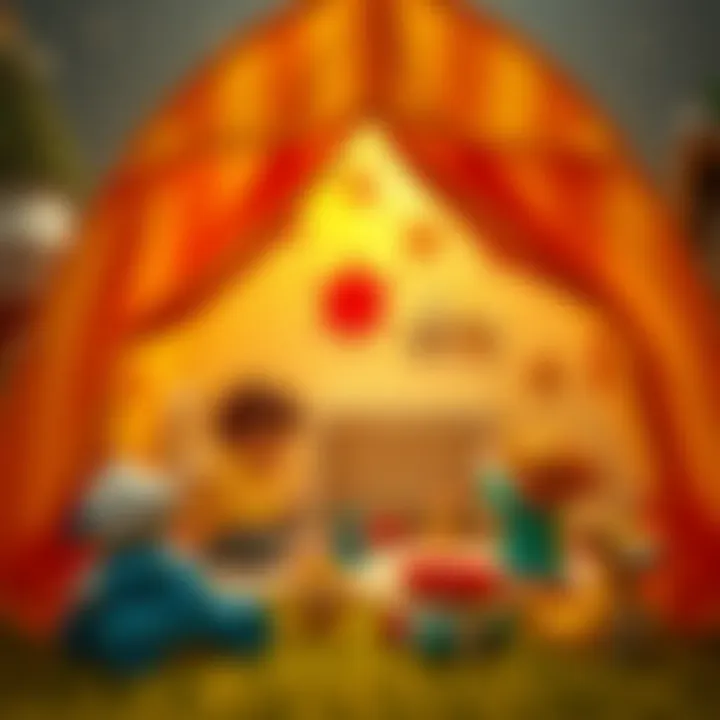 Creative activities in a cozy play tent