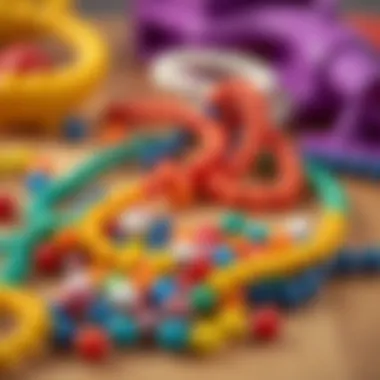 Colorful beads arranged creatively on a flat surface