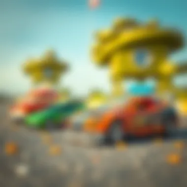 Large toy cars promoting creativity and development