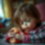 A child playing with an interactive crying doll, showcasing emotional expression.