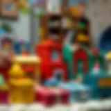 Colorful decorative boxes on a table showcasing creativity