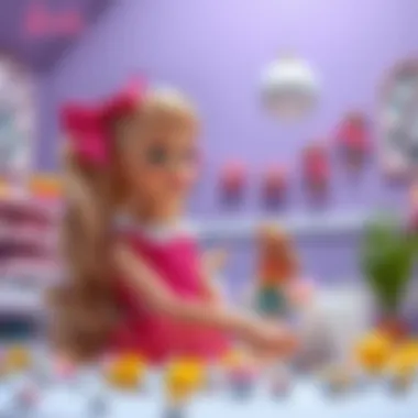 Inspiring Creativity with Dev Barbie Dolls A whimsical scene featuring a giant Barbie doll inspiring creativity